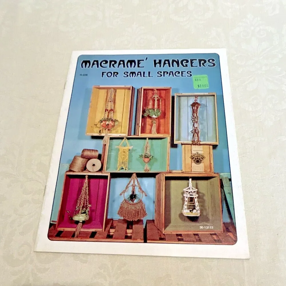 Vintage 1970s Macramé Pattern Book Lot 2 Hangers Small Spaces Why Knot Boho